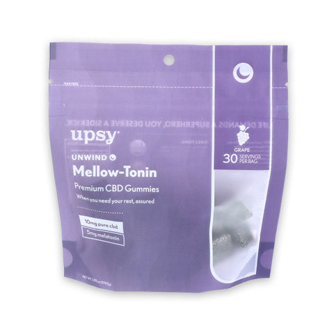 UPSY Wellness | UNWIND Mellow-Tonin CBD Gummies Pouch (Front)